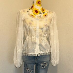 White Sheer Lace Blouse